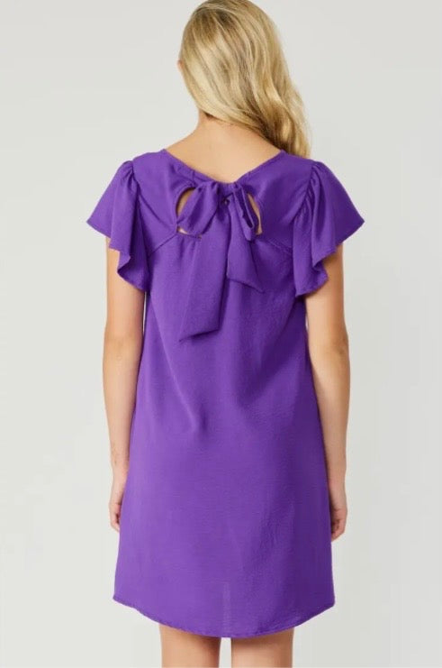 Flutter Sleeves Solid Air Flow Dress
