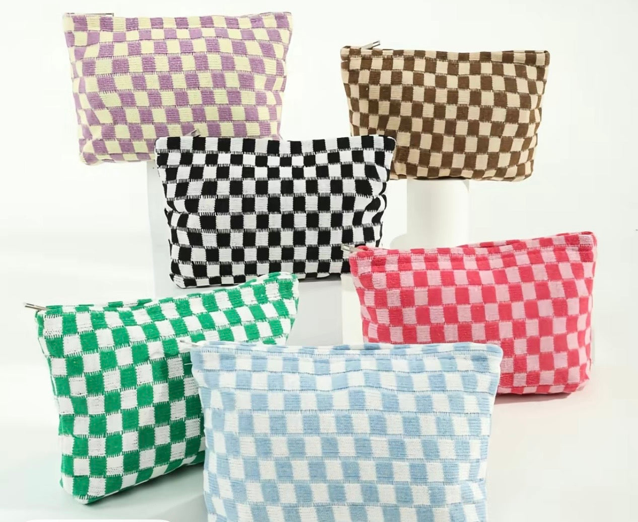 Checkered Make Up Bag
