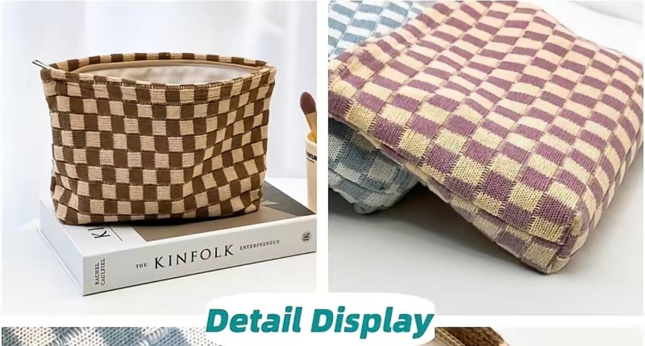Checkered Make Up Bag