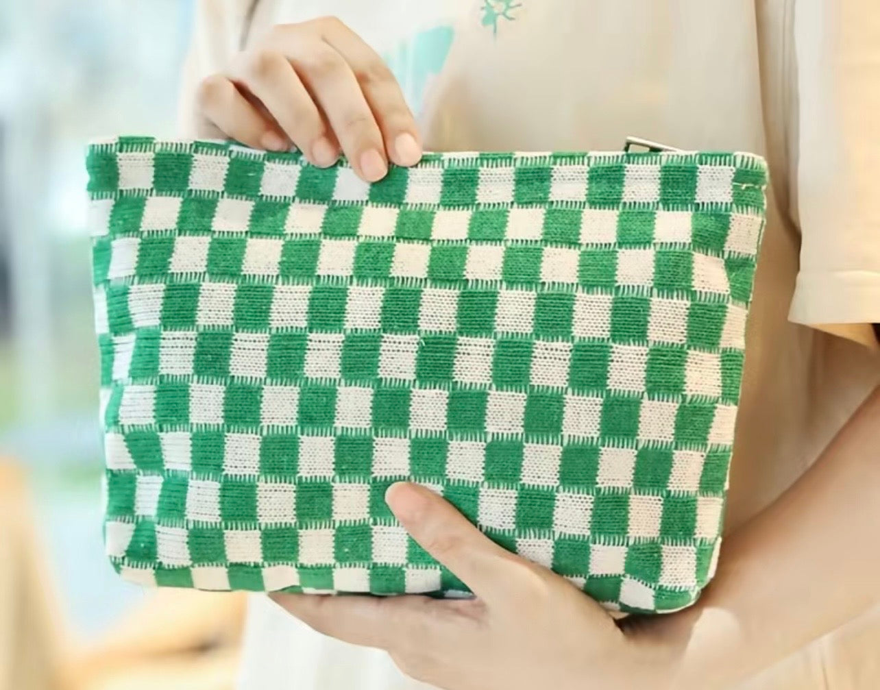 Checkered Make Up Bag