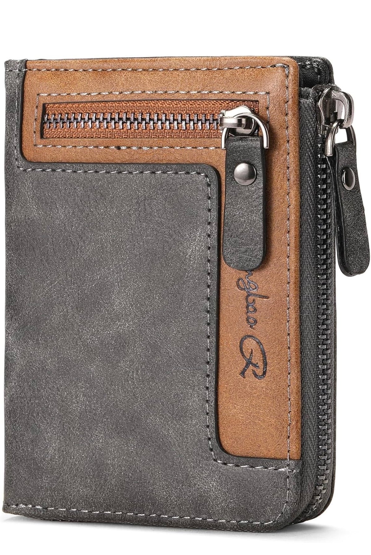 Leather Wallet with Zipper