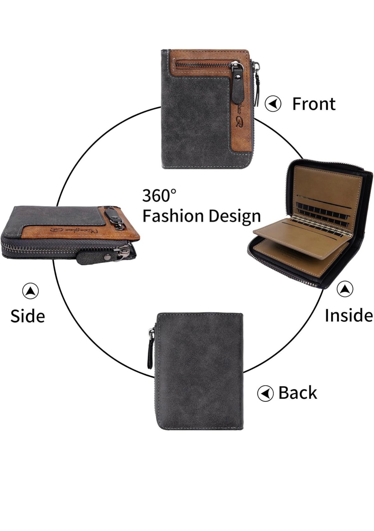 Leather Wallet with Zipper