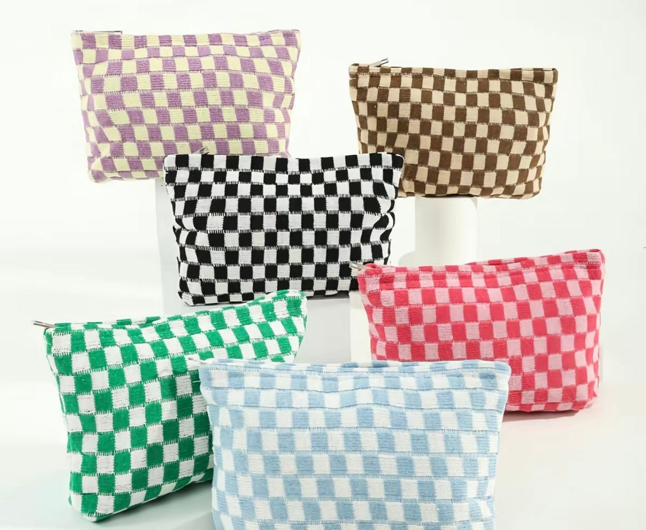 Checkered Make Up Bag