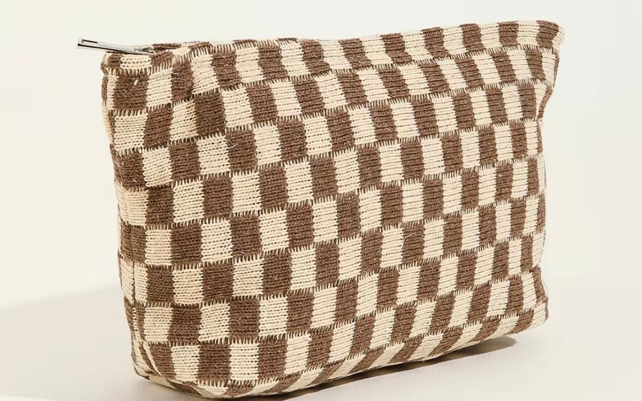Checkered Make Up Bag