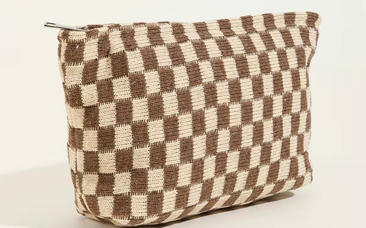 Checkered Make Up Bag