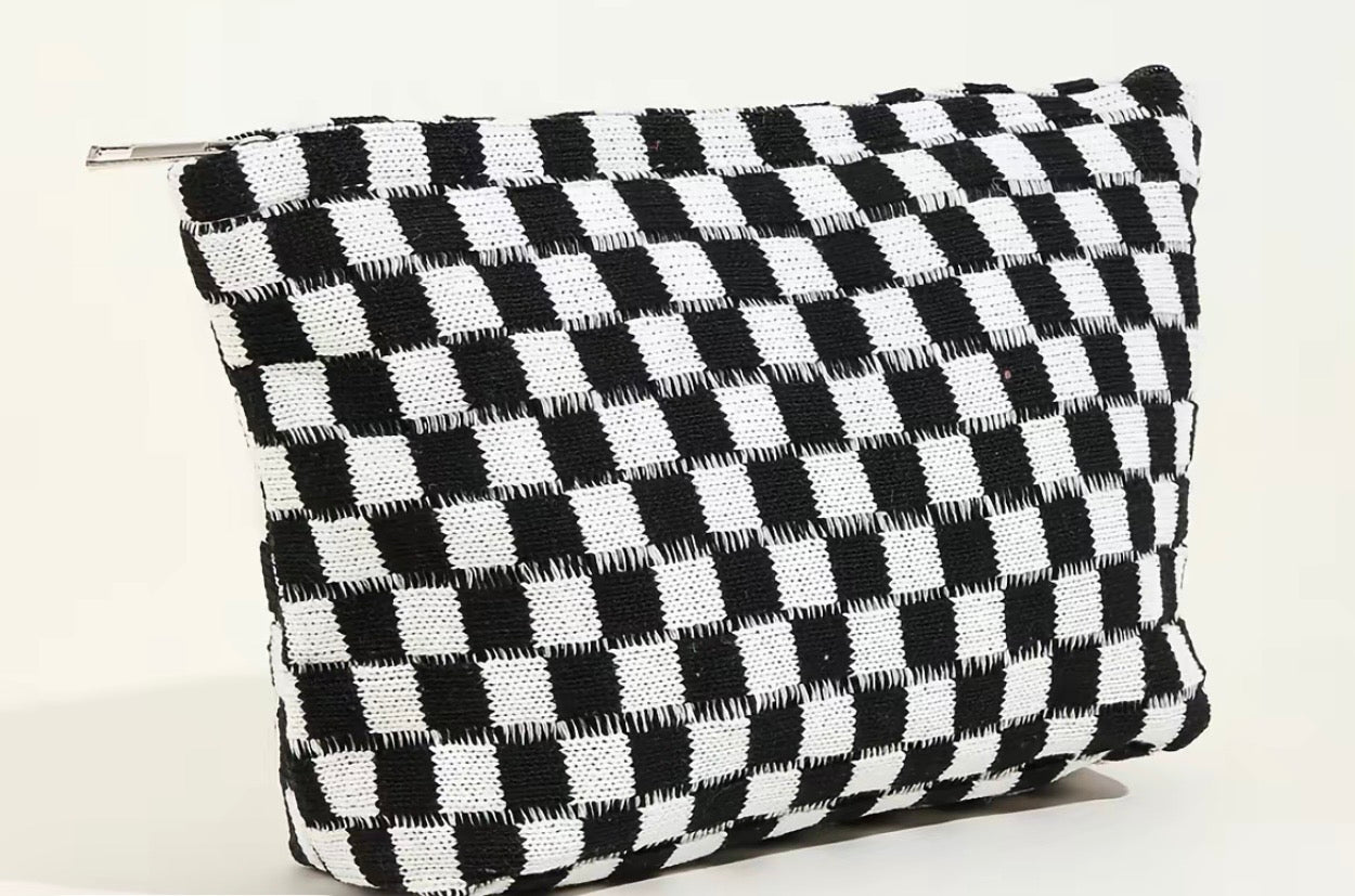 Checkered Make Up Bag