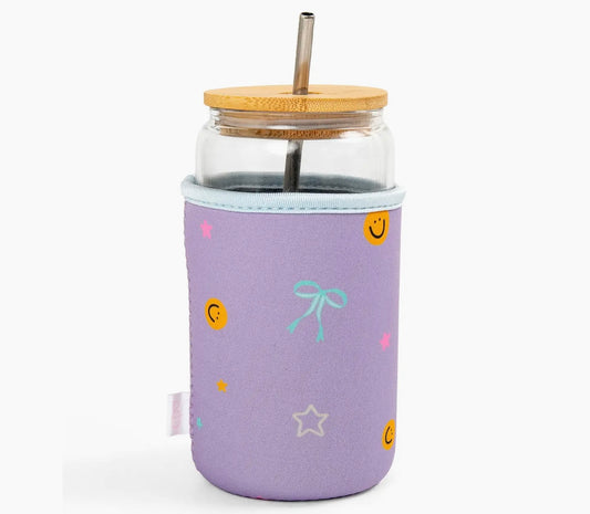 Smiley faces and coquette bows drink sleeve - medium