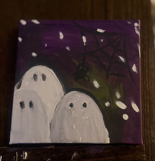 Boo small canvas by artful knots